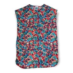 💥 LEPSIM LOWRYS FARM FLORAL MULTI COLOR TUNIC MINI DRESS WITH POCKETS SIZE M/L